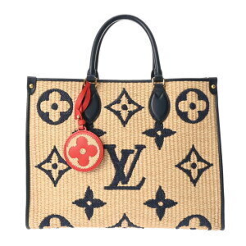 Louis Vuitton Monogram OnTheGo Blue Raffia Handbag